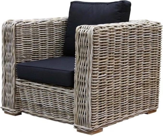Nissah lounge tuinstoel naturel rotan - olefin black - urecel foam