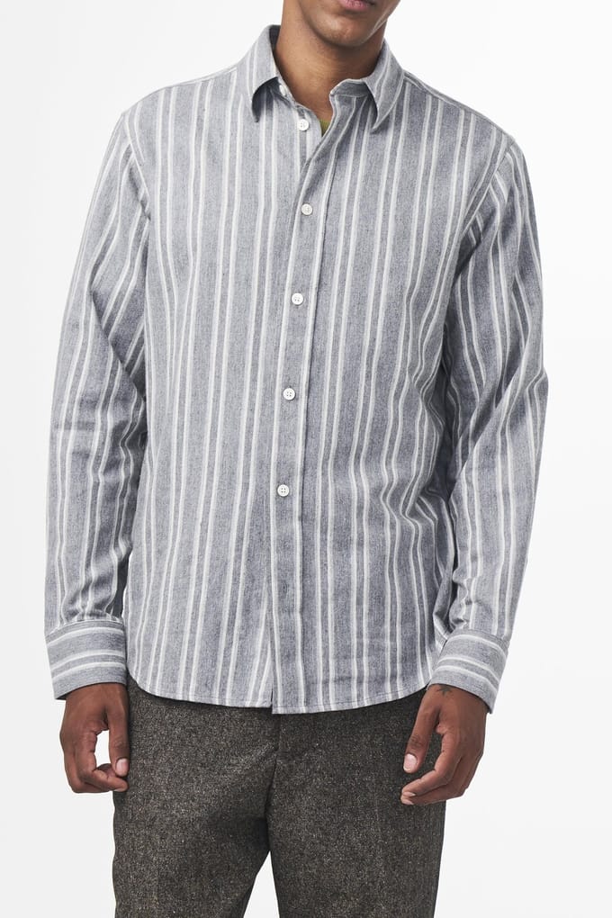 NN.07 Colby 5332 Shirts Grey Stripe Größe: M | Casual hemden Outlet | Herren | Grau
