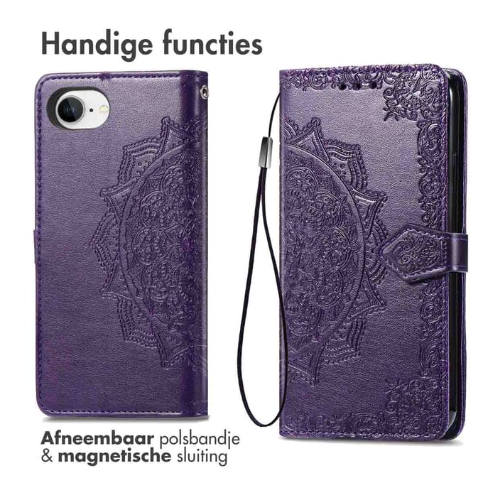 imoshion Hoesje - Geschikt voor Apple iPhone 17e / 16e - Mandala Bookcase - Paars