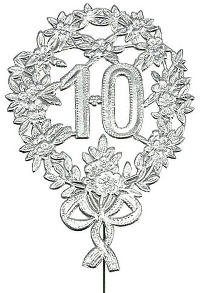 Jubileumnummer 10 zilver Ø8cm 10st