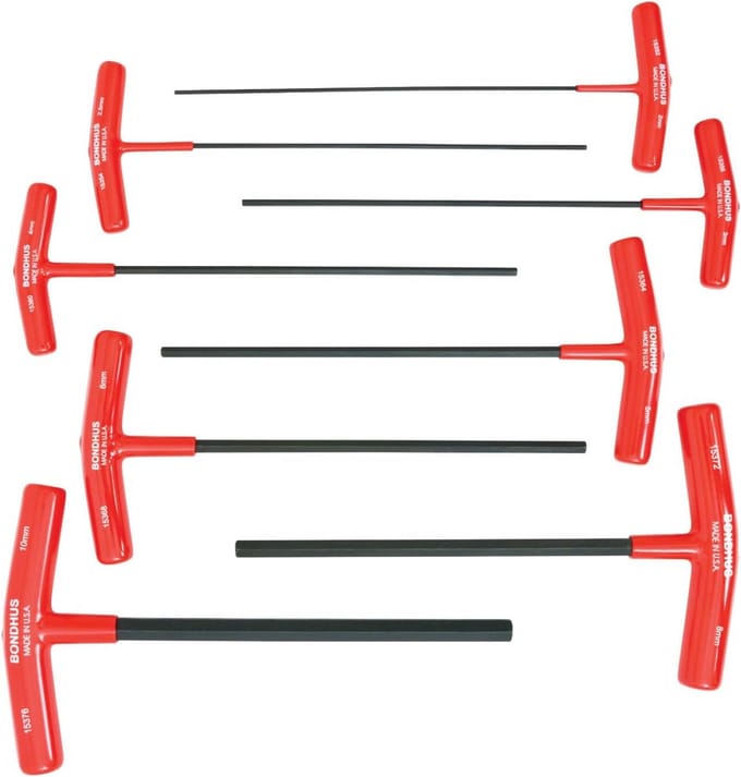 Set van 8 inbussleutels met T-greep, 2 t/m 10 mm