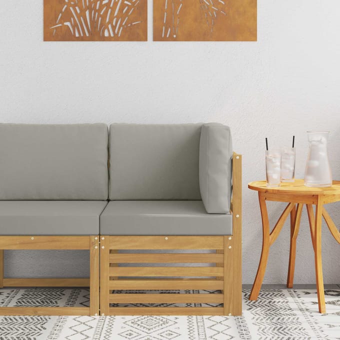 vidaXL - Buitenhoekbank - Massief - Acacia - Hout - Wit
