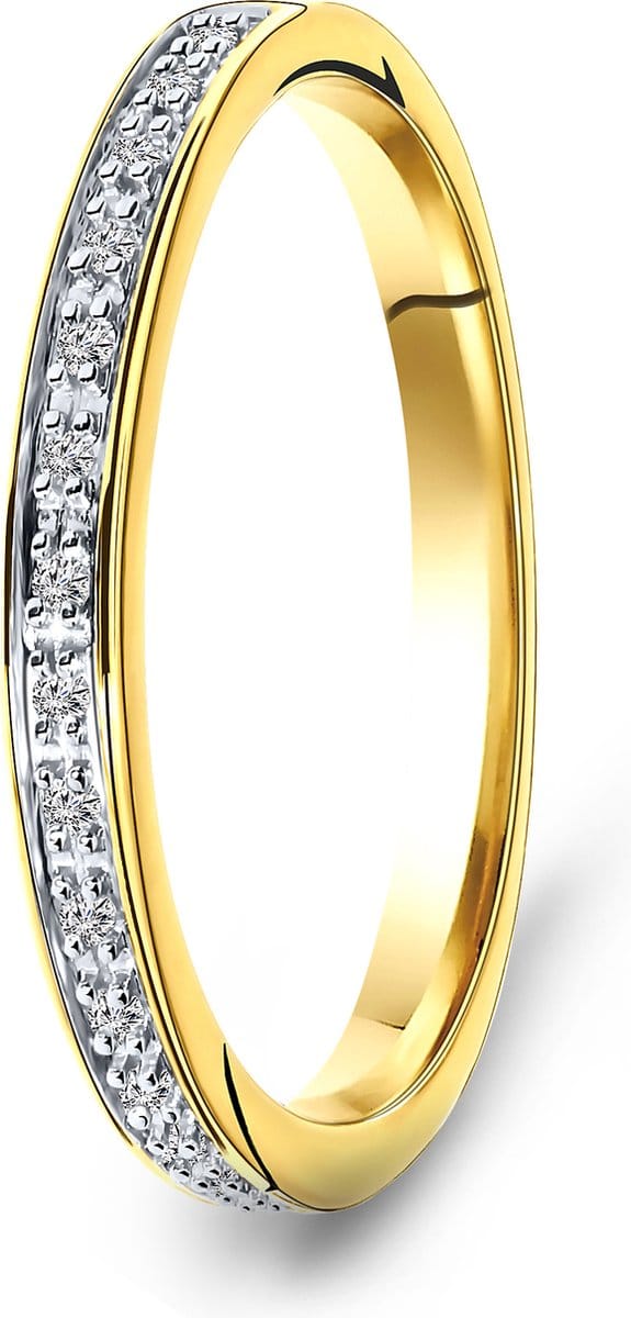 Miore Pure Ring Dames - 14 Karaat Goud - Met Diamanten - Handgemaakt - Trouwring - Maat 54
