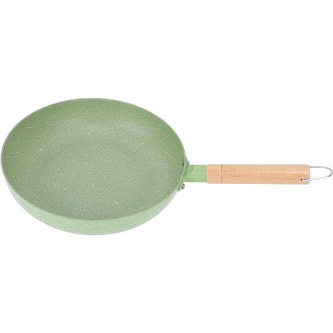 Koekenpan Eieromeletpan met Houten Handvat Hittebestendig Inductie Eierkoekenpan Snel Gelijkmatig beige