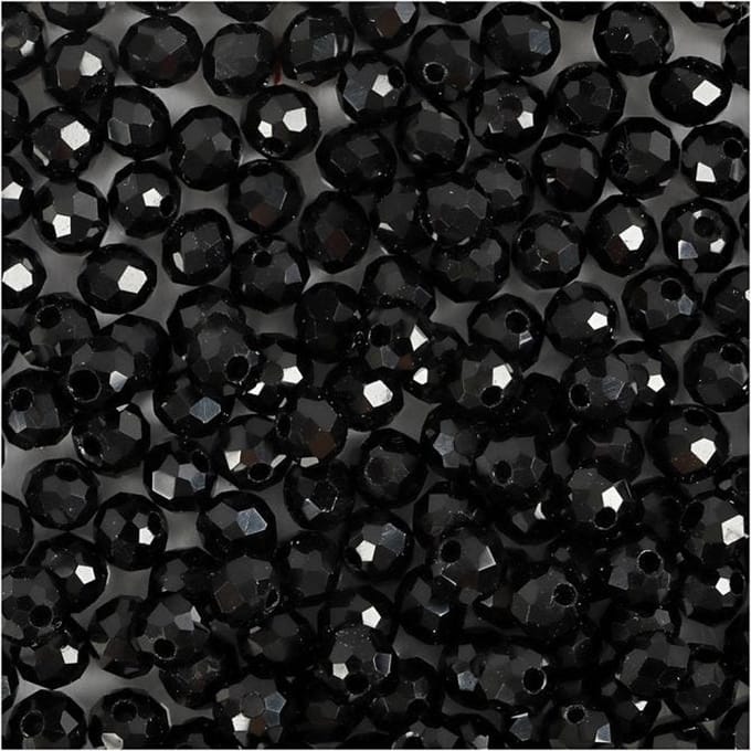 Creativ Company facet kralen glas metallic zwart 100 stuks kralen.