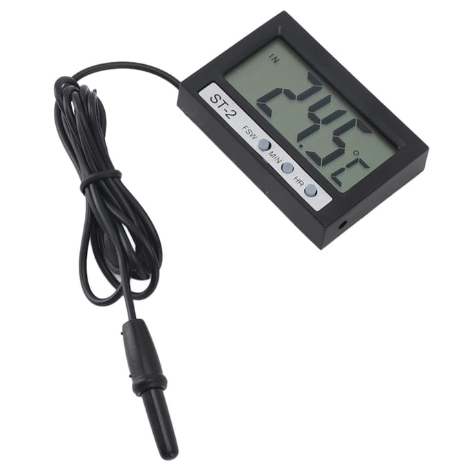 Auto Thermometer Digitaal Nauwkeurig Intern Extern Dubbele Temperatuur Aquarium Thermometer voor Koelkast gray