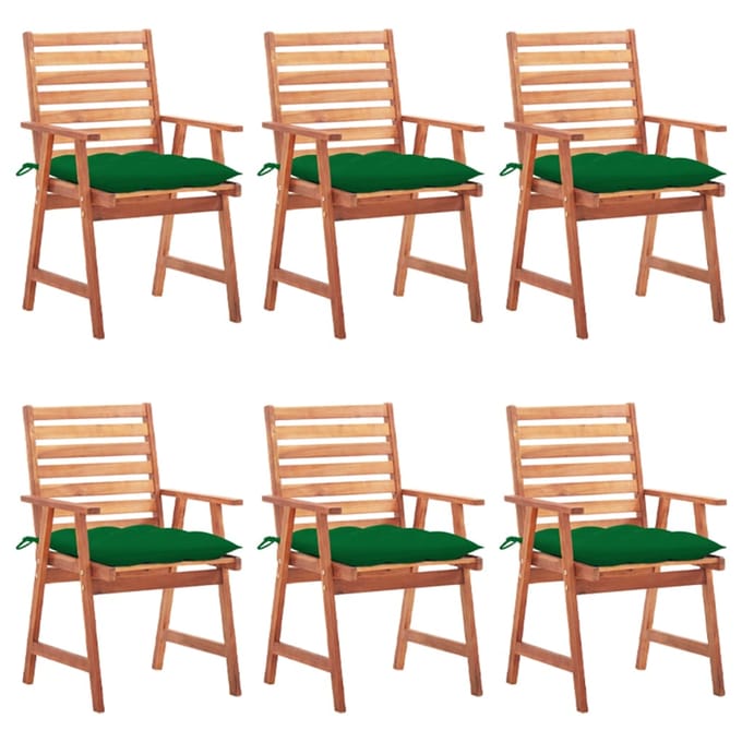 vidaXL - Tuinstoelen - 6 - st - met - kussens - massief - acaciahout