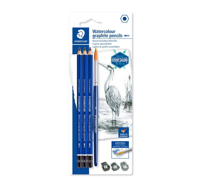 STAEDTLER Design Journey Lumograph Aquarell - 3 potloden met penseel