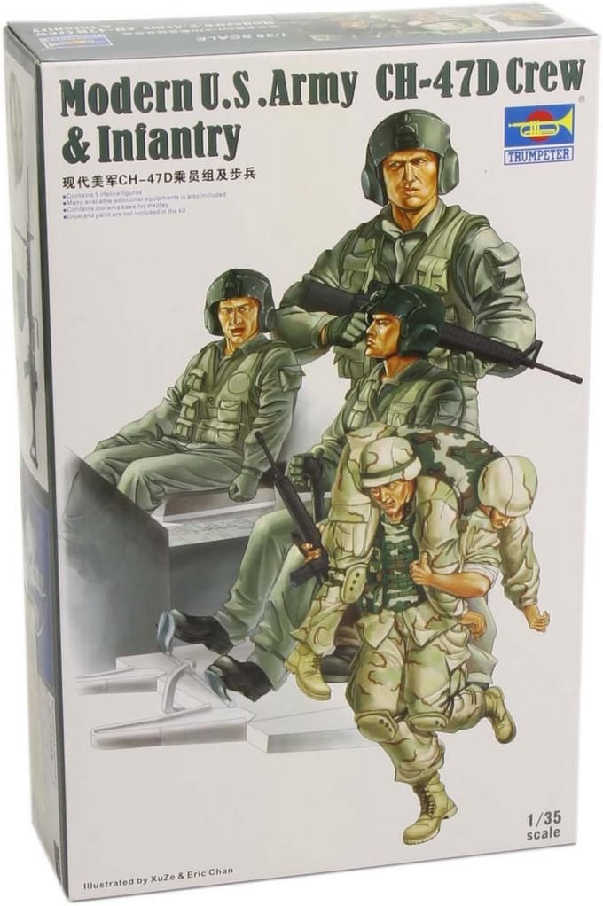 Modelbouwset Amerikaanse Leger CH-47D Chinook Bemanning & Infanterie 1:35