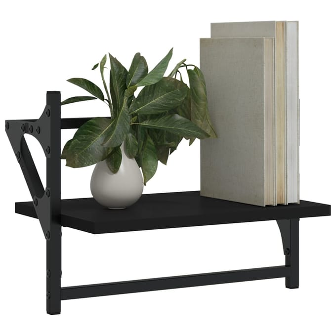 vidaXL - Wandschappen - met - stangen - 2 - st - 40x25x30 - cm - zwart