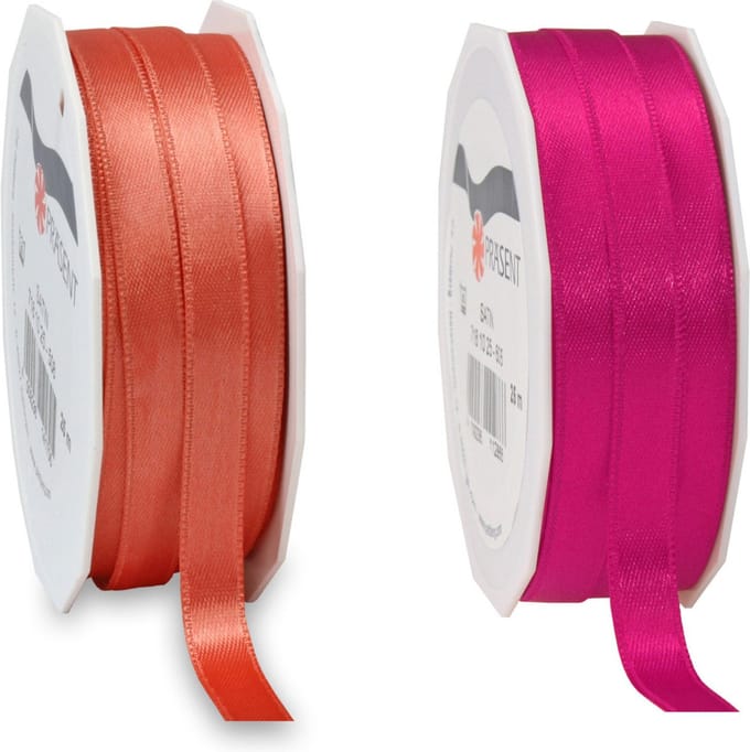 Glorex hobby - Satijn cadeau inpak deco sierlint - 2 tinten roze - 25 meter x 1 cm