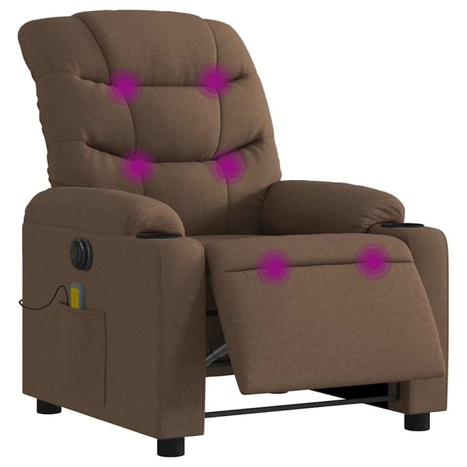 vidaXL - Massagestoel - elektrisch - verstelbaar - stof - bruin
