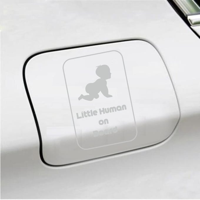 Bumpersticker - Little Human On Board - 15 X 10 - Licht Grijs