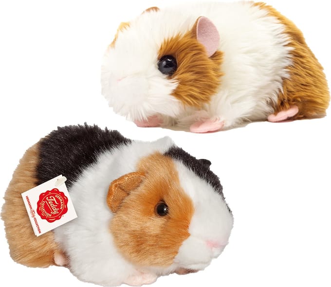 Hermann Teddy Knuffeldier Cavia set 2x stuks - zachte pluche - premium knuffels - 20cm - Kleurenmix