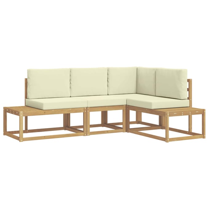 vidaXL - Buiten - bank - set - 3 - Stuk - Wit - en - crèmekleurig - Polyester
