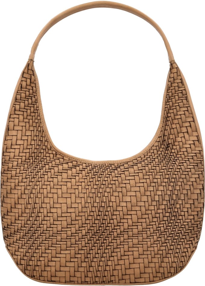 Hide & Stitches Inspired by illusion Schoudertas - Buideltas - Shopper - Leer - Geweven - Leren Dames Tas - Zand