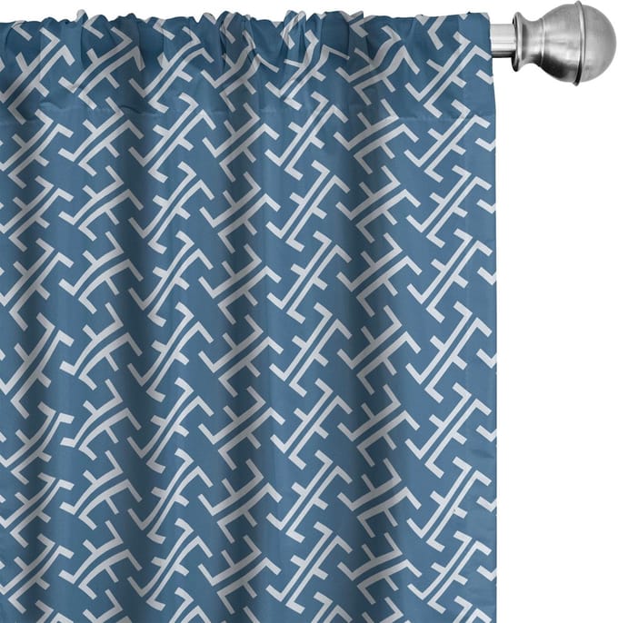 ABAKUHAUS – Oceaan-geïnspireerde gordijnen 2x75x225 cm – blauw-wit, microfaser