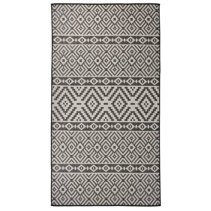 vidaXL - Buitenkleed - met - patroon - platgeweven - 80x150 - cm - zwart