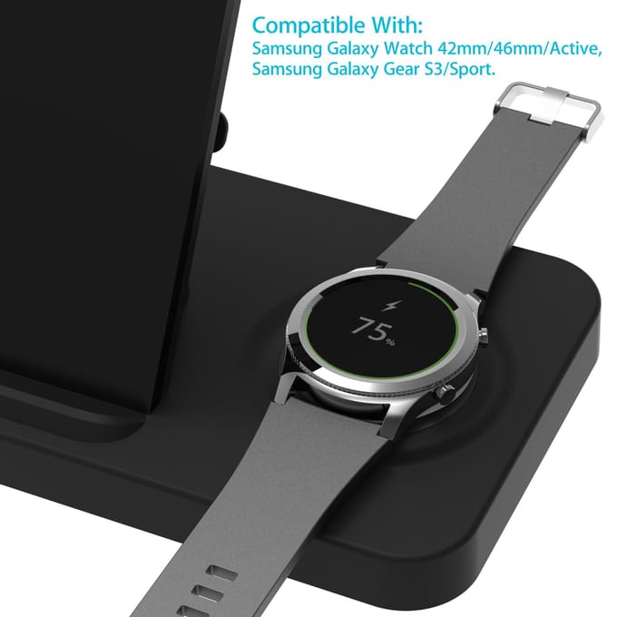 F16 Wireless Charger 5 in 1 Wireless Charging Station for Multiple Devices 15W Fast Charging Dock zwart