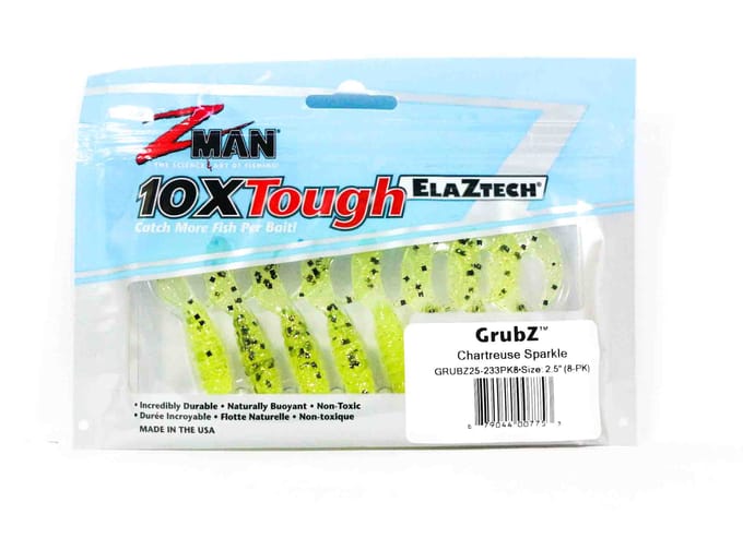 Zman Soft Lure GrubZ 2,5 inch 8/Pack Grafiek Sparkle (7753) white