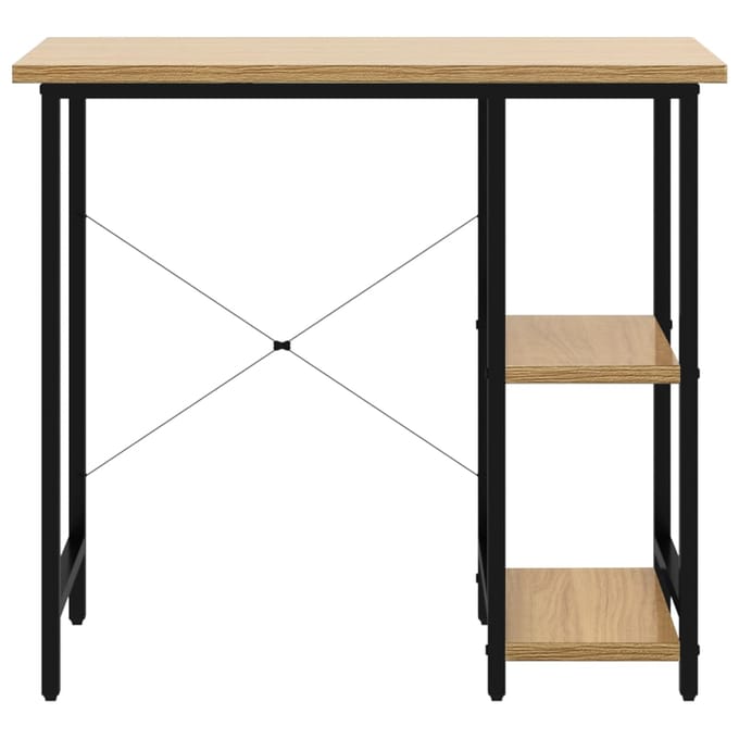 vidaXL - Computerbureau - 80x40x72 - cm - MDF - metaal - zwart - lichteikenkleurig
