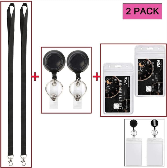 Verticale waterdichte ID-kaarthouder of horizontale waterdichte ID-kaarthouder lanyard easy-pull gesp black
