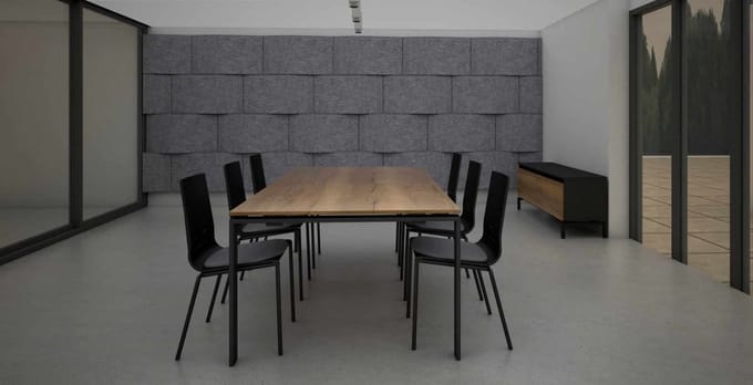 Vergadertafel Cube met zwevend blad 220 cm breed 110 cm diep