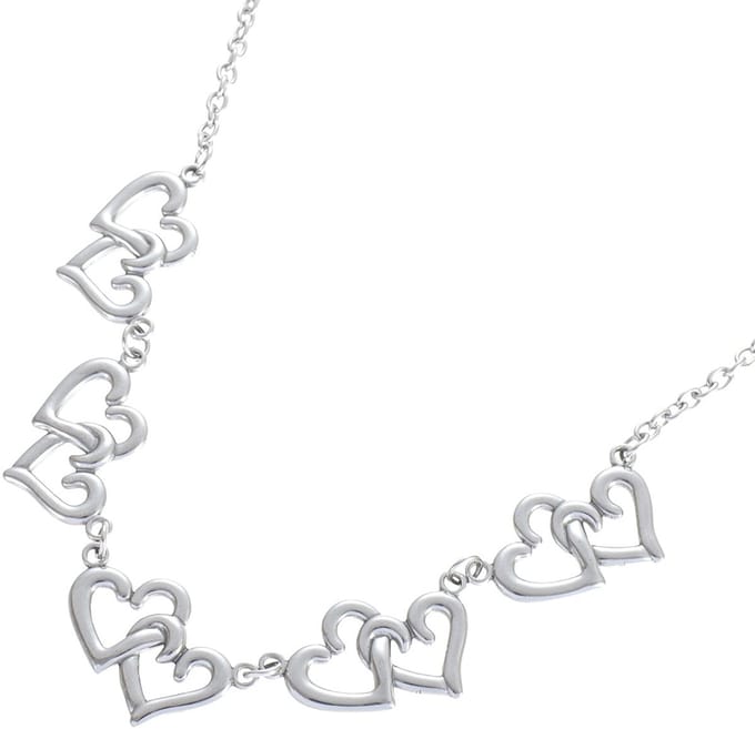 Ketting - RVS - hartjes - zilverkleurig - 40-45 cm