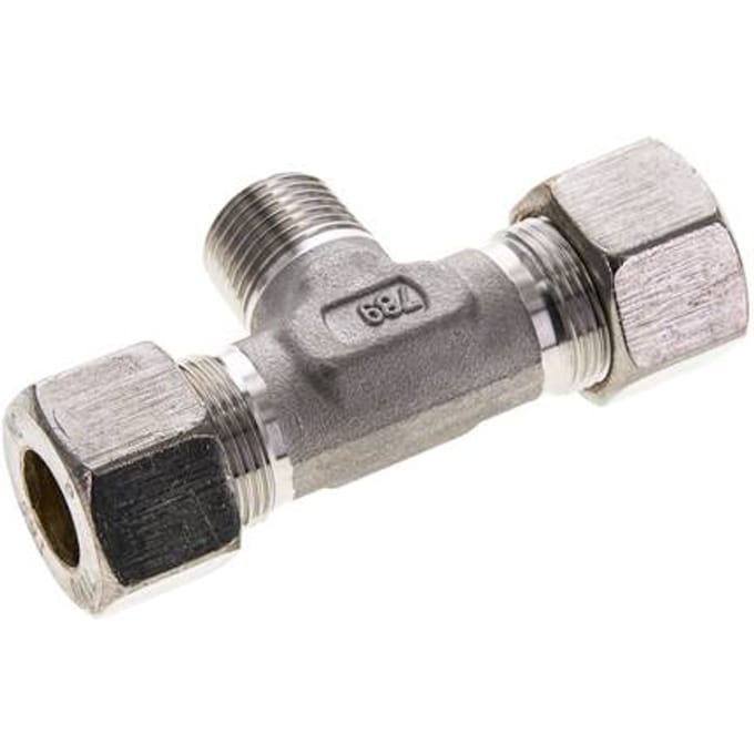 16S & R1/2'' RVS T-stuk Knelfitting Buitendraad 400bar ISO 8434-1