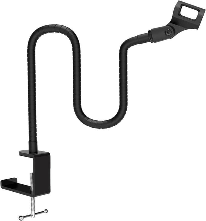 Microfoon Bureau Standaard - Draaibare Klemhouder - Opnemen Zingen - Flexibele Ganshals - 47.7 cm Lengte - Zwart