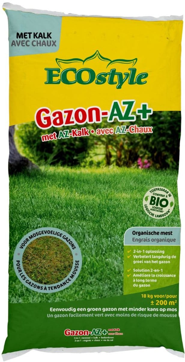 ECOstyle Gazon-AZ+ met AZ-Kalk - voor 200 m² - 18 KG