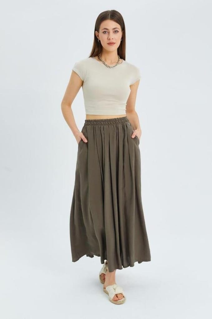 Hoge Taille Lange Rok met Zakken