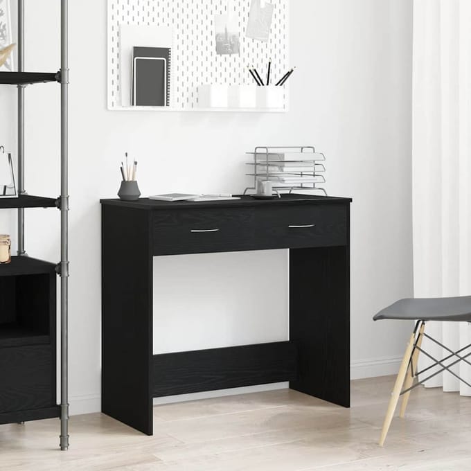 vidaXL - Bureau - Zwart - Eiken - Bewerkt - hout - 80 - x - 40 - x - 75 - cm