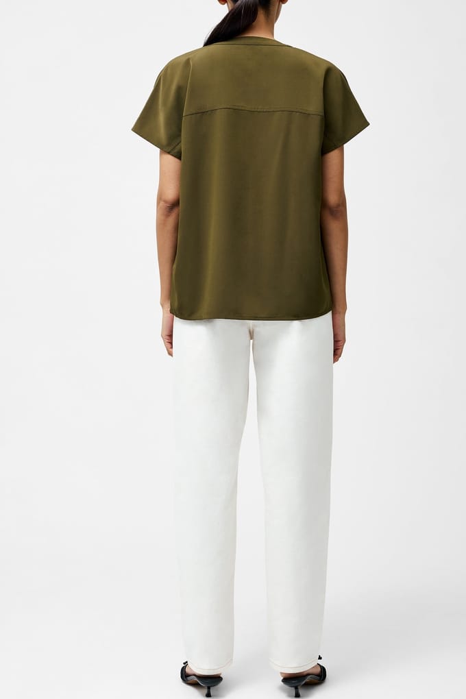 French Connection Capriana Crepe Cap Sleeve Top Khaki Taglia: 8 | Magliette intime Outlet | Donna | Marrone