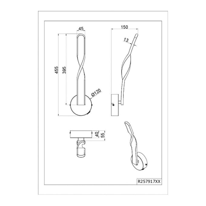 Reality Leuchten LED wandlamp Ginko, wit mat, metaal, hoogte 45,5 cm