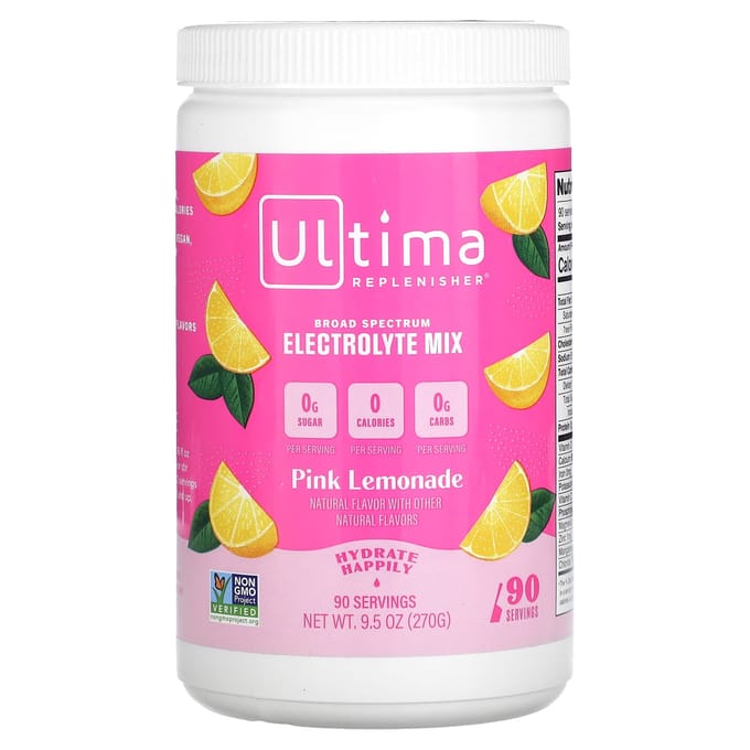 Ultima Replenisher, Mélange d'électrolytes, Limonade rose, 9,5 oz (270g)