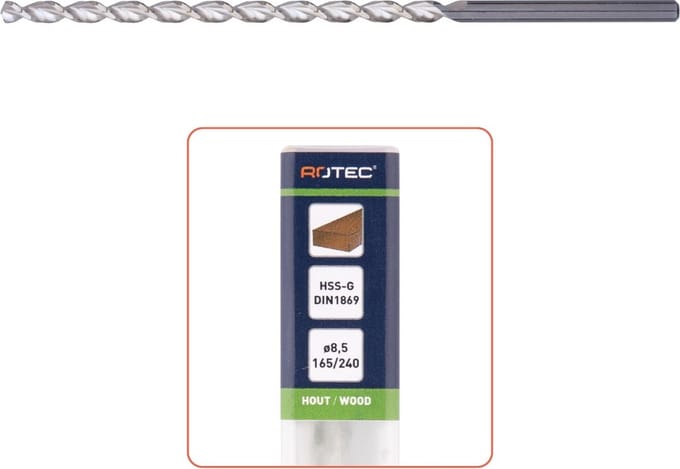 Rotec HSS houtspiraalboor, TLS, Ø 4,0 x 120 / 175 mm. (5 stuks)