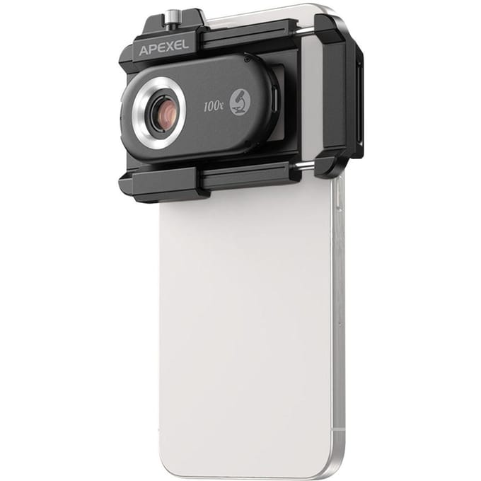 APEXEL APL-MS100 100X Mobiele Telefoon Microscoop Lens met LED/ UV Lichten Ingebouwd CPL Filter Batterij gray