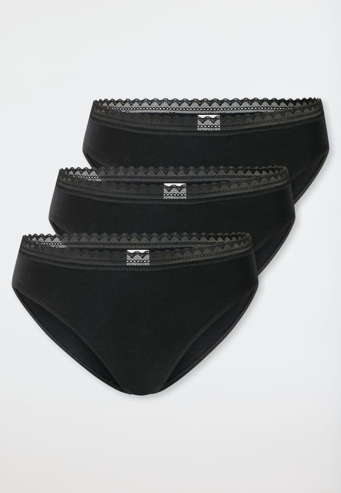 Rio-slips, set van 3, kant, zwart - Modern multipacks 48