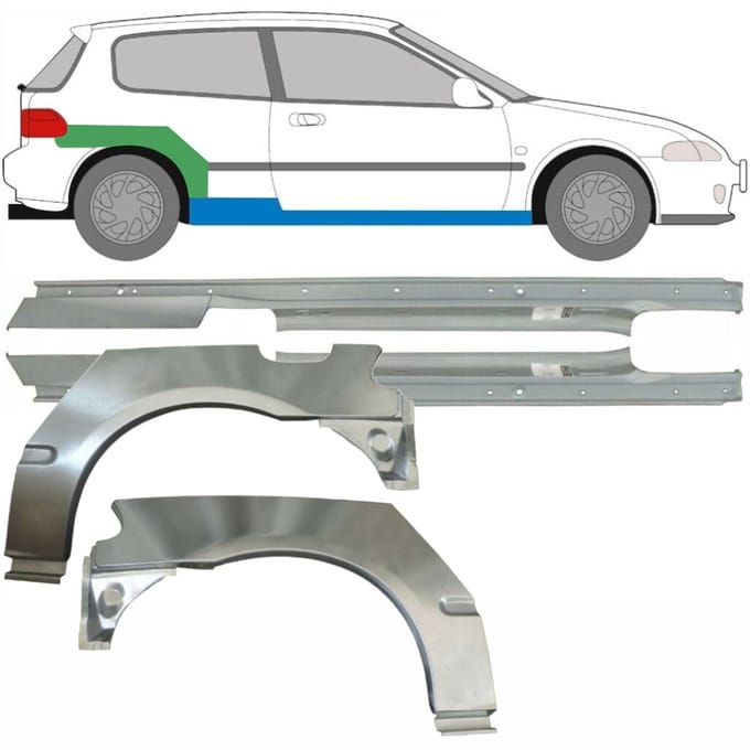 Reparatiepaneel dorpel + achterspatbord voor Honda Civic 1991-1995