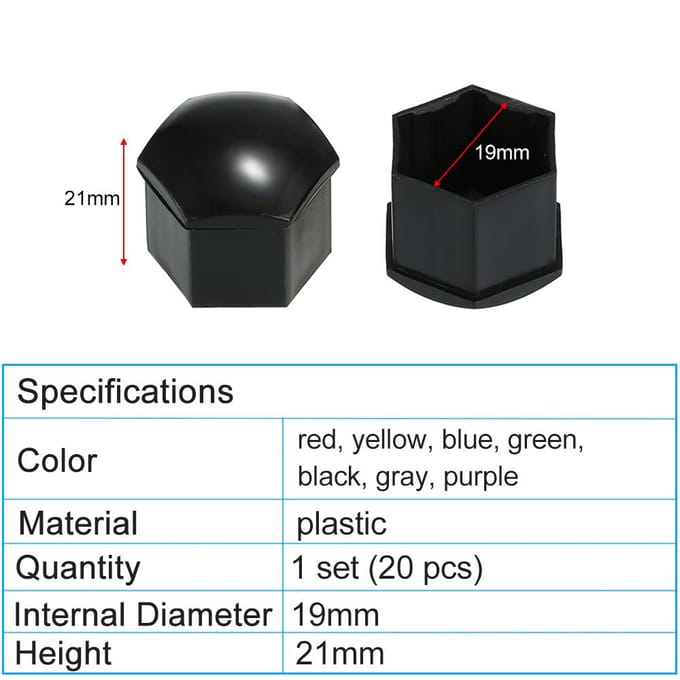 20 stks Universele 19mm Wielmoer Covers Wielmoer Caps Schroef Protector GY grijs