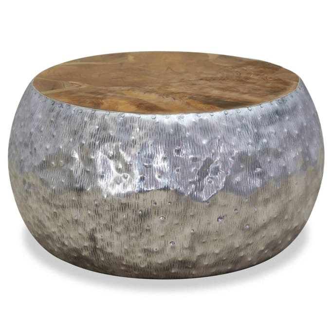 vidaXL - Salontafel - 60x60x30 - cm - aluminium - teakhout
