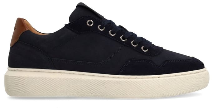 Manfield - Heren - Donkerblauwe nubuck sneakers - Maat 43