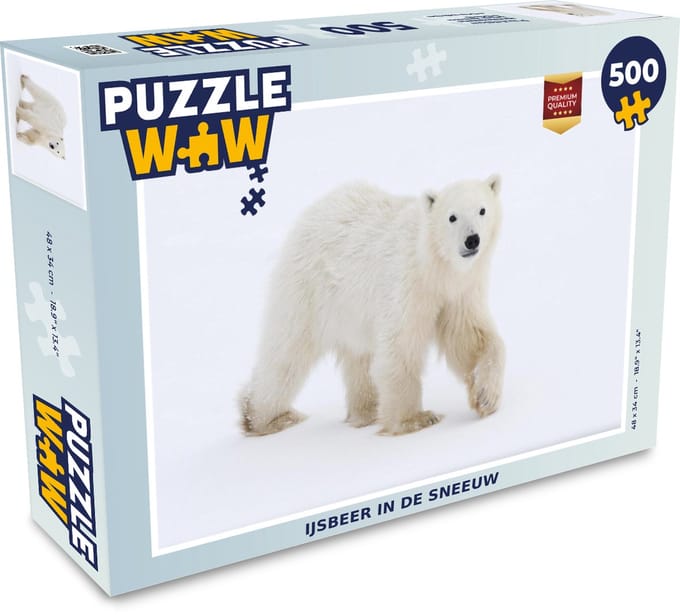 Puzzel IJsbeer - Sneeuw - Wit - Legpuzzel - Puzzel 500 stukjes