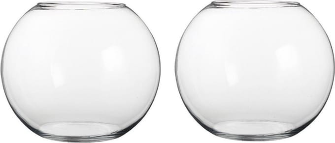 Mica Decorations Bolvaas/komvaas - 2x - glas - vissenkom - H40 cm