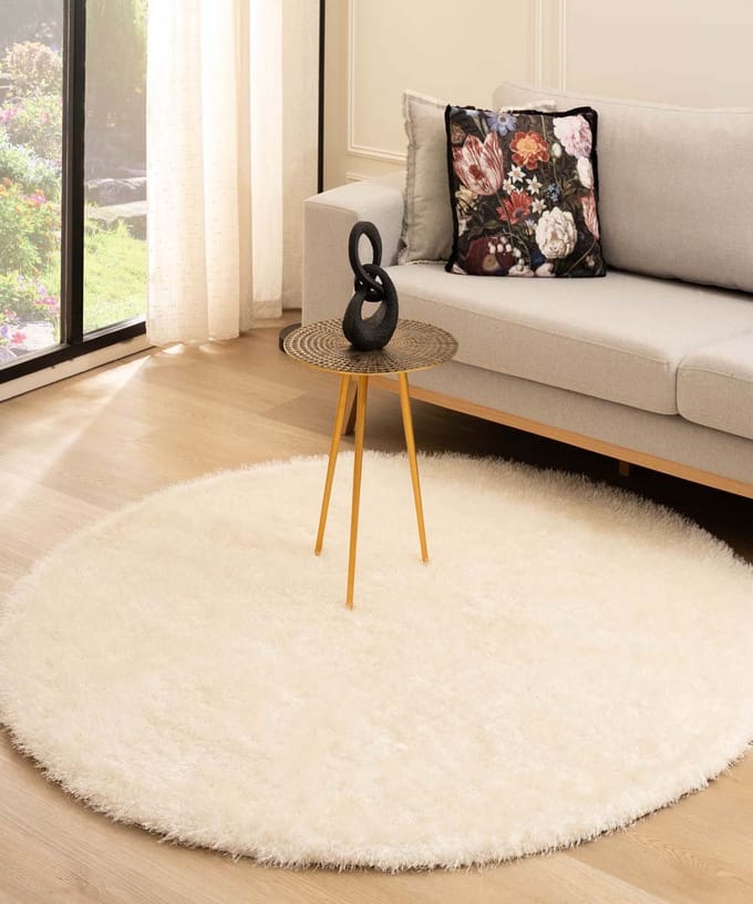 Velvet vloerkleed rond - Posh wit 240
