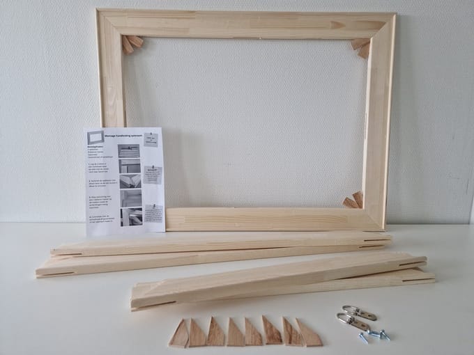 Spielatten-Opspanlatten voor schildercanvas brede Spielat 65mm 80x80cm Brede Houten spanlatten voor Spanraam-Spieraam zonder doek Houtenframe voor schildersdoek, canvas of stof. Inclusief ophangbeugels
