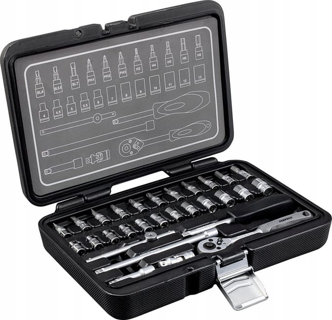 Dopsleutelset 1/4" 30 Delen Cr-V Stalco S-77433