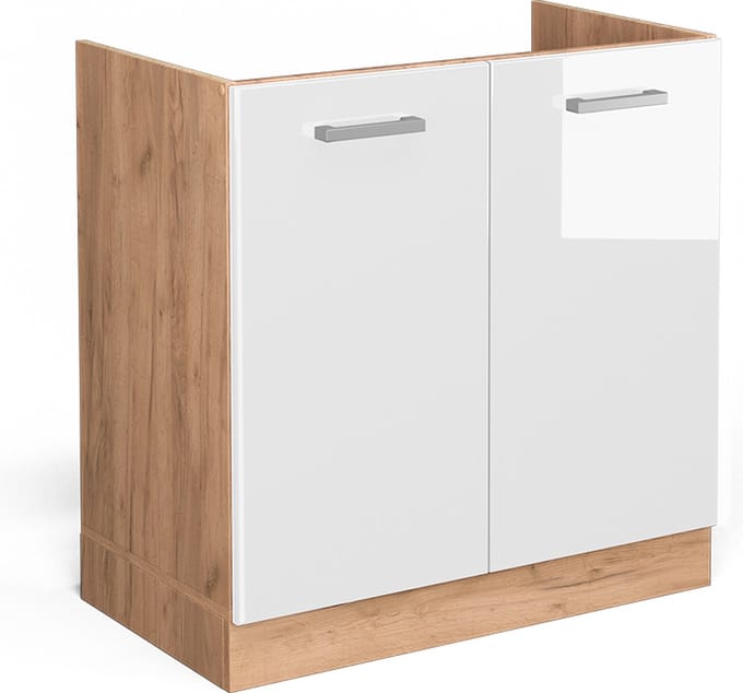 Vicco R-Line Wastafelkast – 80 cm WB Marmer Wit Hoogglans