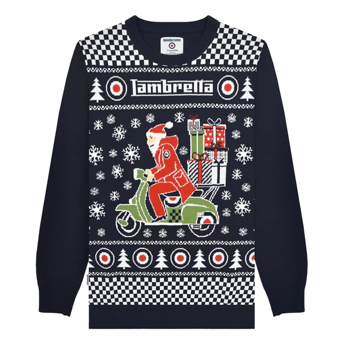 Lambretta Heren AW25 Scooter Kersttrui (Marine)